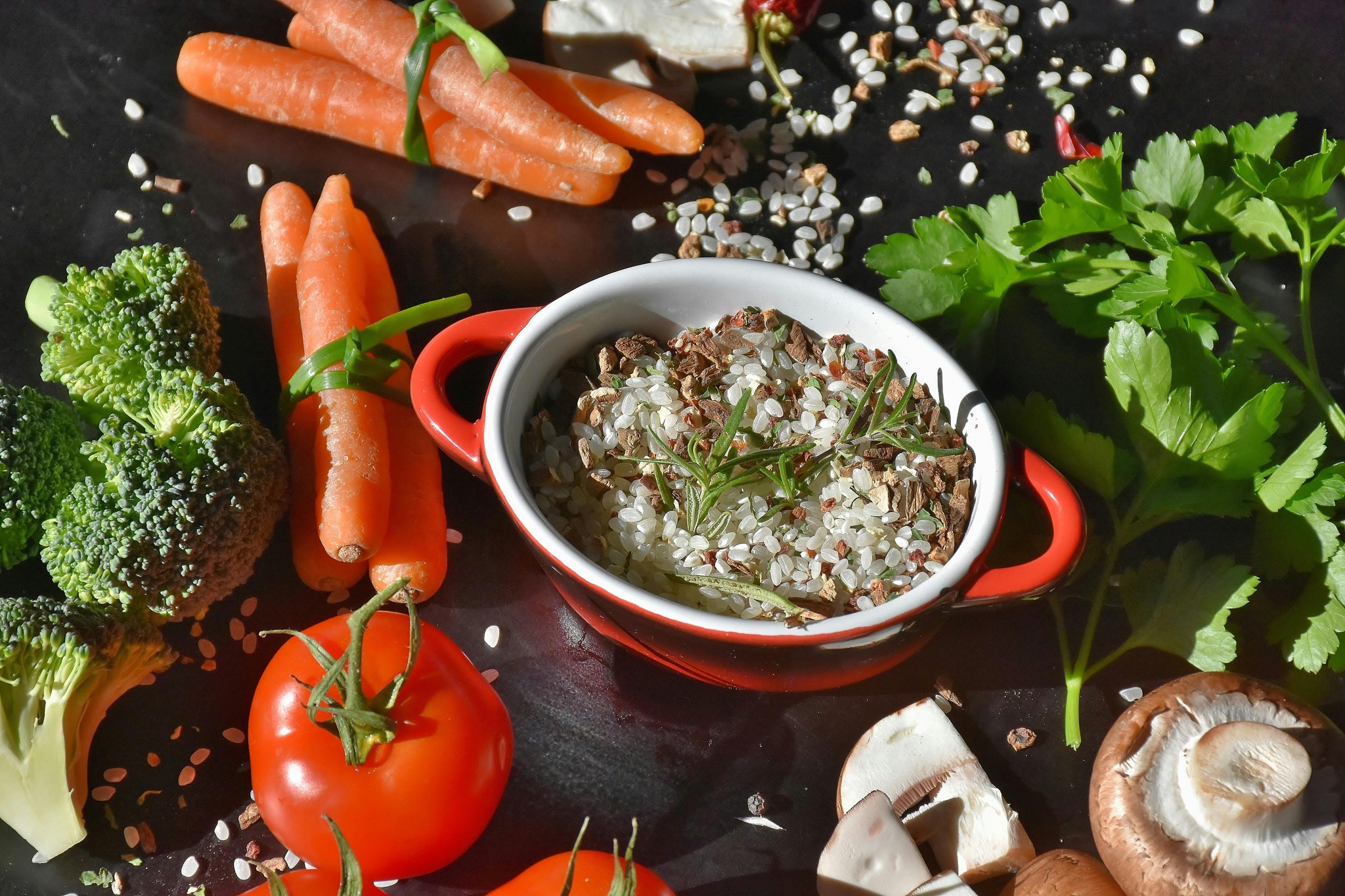 Cover Photo: Carrots, Tomatoes, Herbs